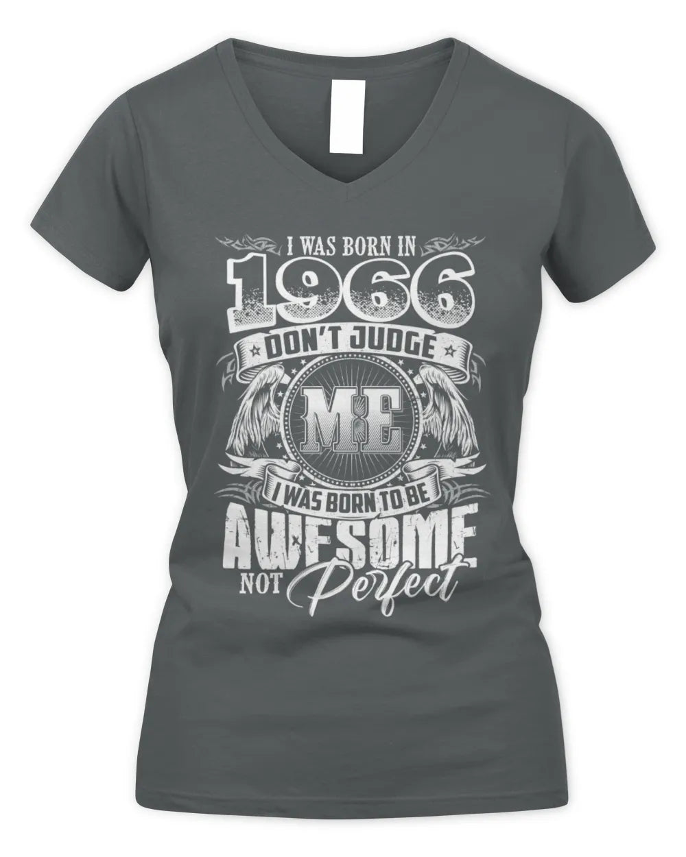 1966 HH89-K2 – Awesome Birth Year Quote T-Shirt - Women's V-Neck T-Shirt - Charcoal