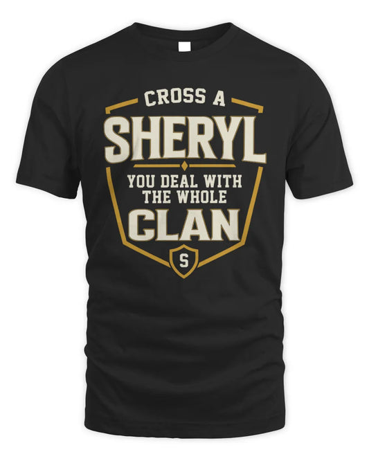 SHERYL NT1-K008 Cross A/An NAME, You Deal With the Whole Clan | Personalized Vintage T-Shirt - Unisex Standard T-Shirt - Black