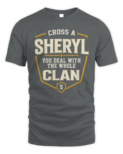 SHERYL NT1-K008 Cross A/An NAME, You Deal With the Whole Clan | Personalized Vintage T-Shirt - Unisex Standard T-Shirt - Charcoal