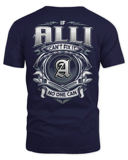 ALLI AP81-K4-626 - Personalized Ahmed Quote Apparel “If Ahmed Can't Fix It, No One Can” - Unisex Standard T-Shirt - Navy
