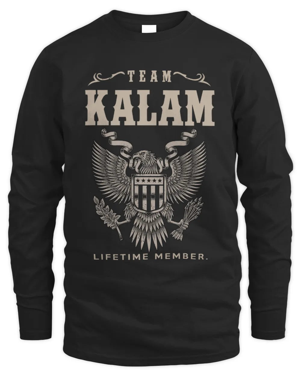 KALAM TP06-K82 – Personalized Classic Style Apparel “Team NAME Lifetime Member” - Men's Long Sleeved T-Shirt - Black