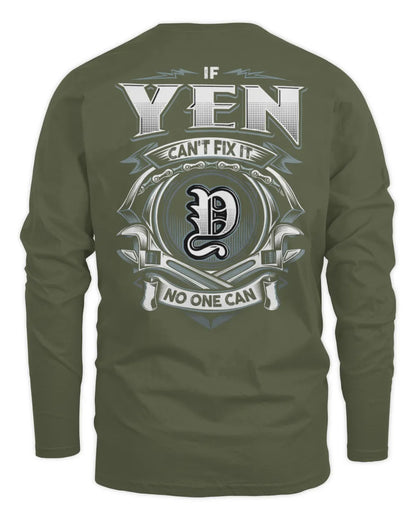 YEN AP81-K4-626 - Personalized Ahmed Quote Apparel “If Ahmed Can't Fix It, No One Can” - Men's Long Sleeved T-Shirt - Military Green