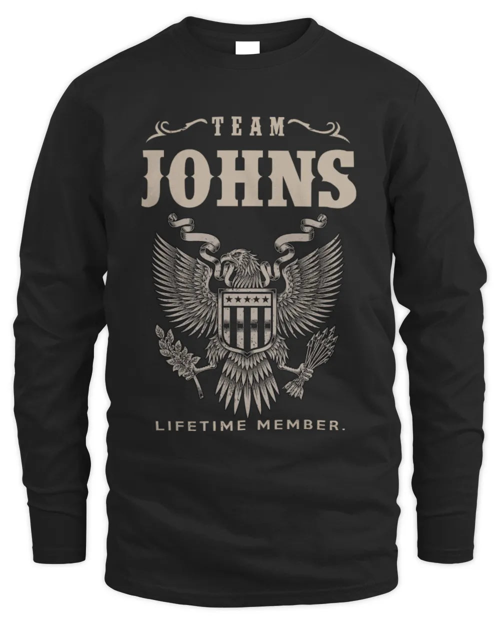 JOHNS TP06-K82 – Personalized Classic Style Apparel “Team NAME Lifetime Member” - Men's Long Sleeved T-Shirt - Black