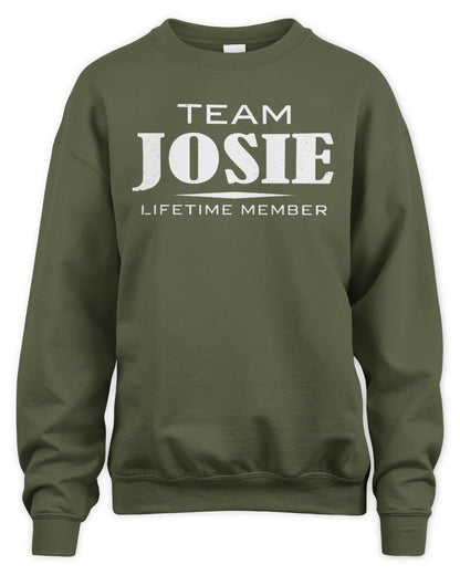 JOSIE BL62-K4-128 - Personalized “Team NAME Lifetime Member” - Unisex Sweatshirt - Military Green