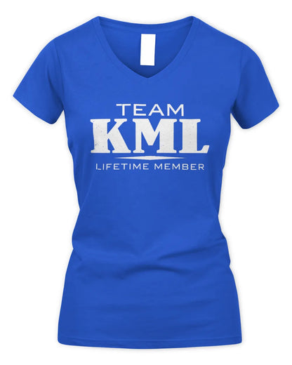 KML BL62-K4-128 - Personalized “Team NAME Lifetime Member” - Women's V-Neck T-Shirt - Royal