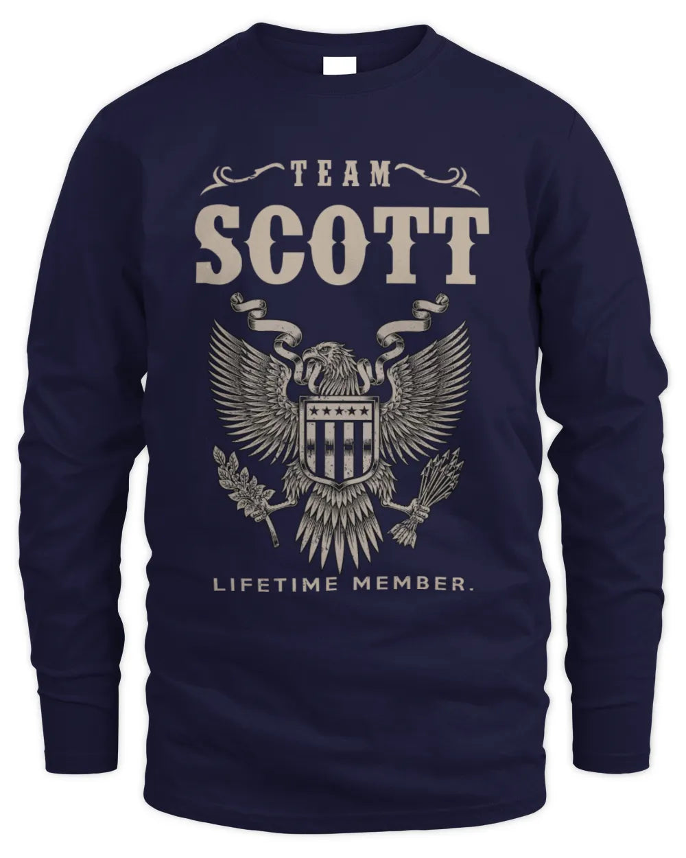 SCOTT TP06-K82 – Personalized Classic Style Apparel “Team NAME Lifetime Member” - Men's Long Sleeved T-Shirt - Navy
