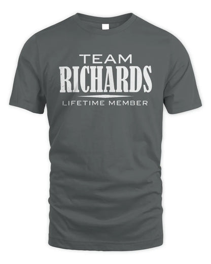 RICHARDS BL62-K4-128 - Personalized “Team NAME Lifetime Member” - Unisex Standard T-Shirt - Charcoal