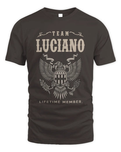 LUCIANO TP06-K82 – Personalized Classic Style Apparel “Team NAME Lifetime Member” - Unisex Standard T-Shirt - Dark Chocolate