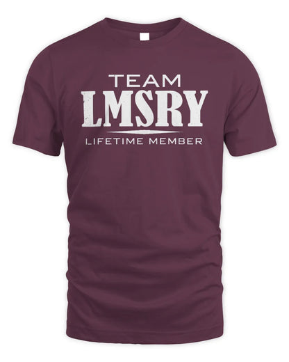 LMSRY BL62-K4-128 - Personalized “Team NAME Lifetime Member” - Unisex Standard T-Shirt - Maroon