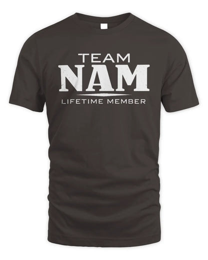 NAM BL62-K4-128 - Personalized “Team NAME Lifetime Member” - Unisex Standard T-Shirt - Dark Chocolate