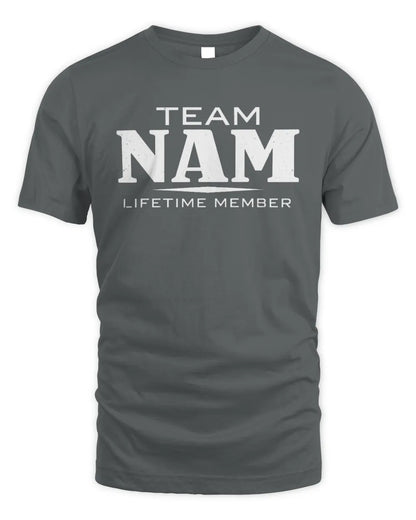 NAM BL62-K4-128 - Personalized “Team NAME Lifetime Member” - Unisex Standard T-Shirt - Charcoal