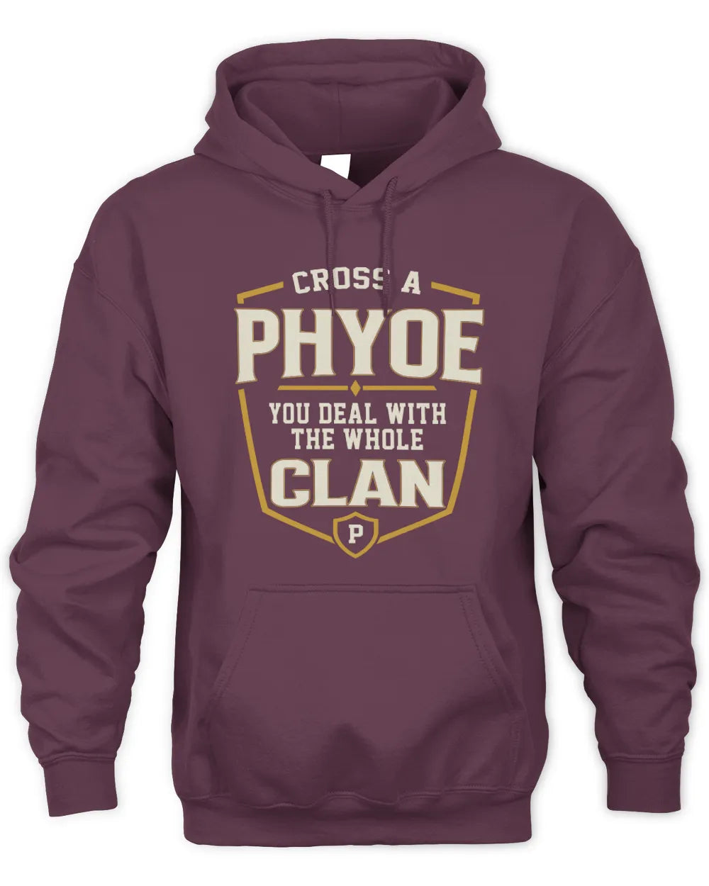 PHYOE NT1-K008 Cross A/An NAME, You Deal With the Whole Clan | Personalized Vintage T-Shirt - Unisex Hoodie - Maroon