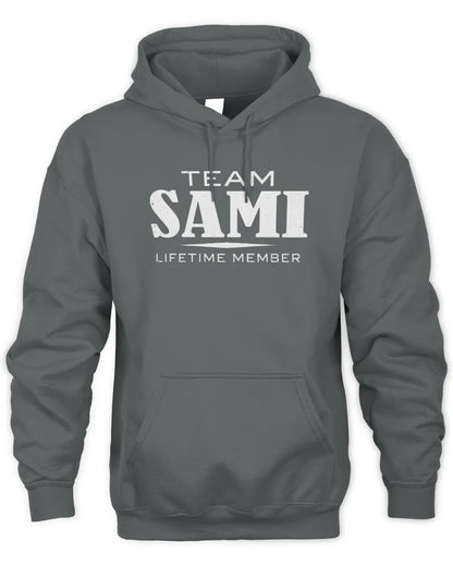 SAMI BL62-K4-128 - Personalized “Team NAME Lifetime Member” - Unisex Hoodie - Charcoal