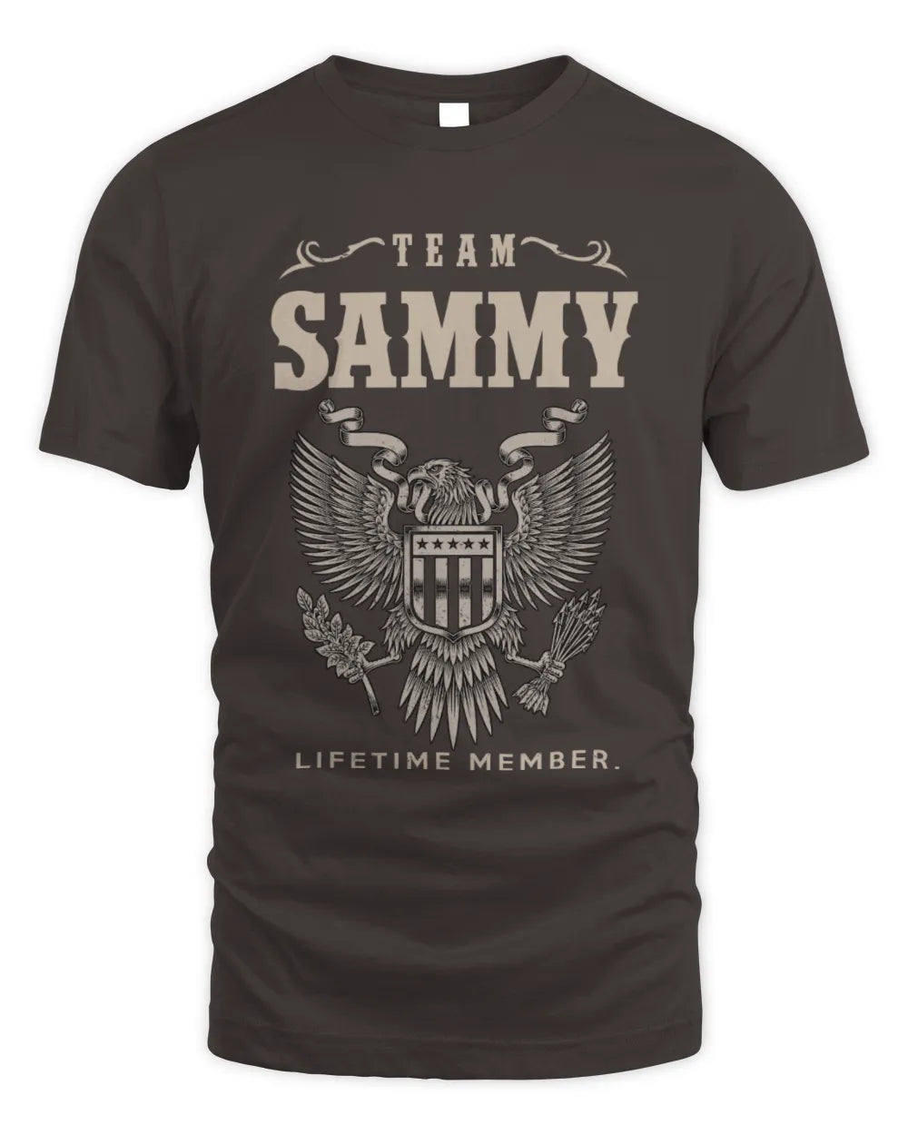 SAMMY TP06-K82 – Personalized Classic Style Apparel “Team NAME Lifetime Member” - Unisex Standard T-Shirt - Dark Chocolate