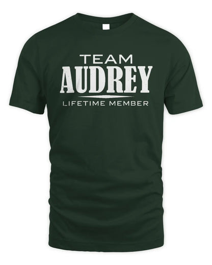 AUDREY BL62-K4-128 - Personalized “Team NAME Lifetime Member” - Unisex Standard T-Shirt - Forest Green
