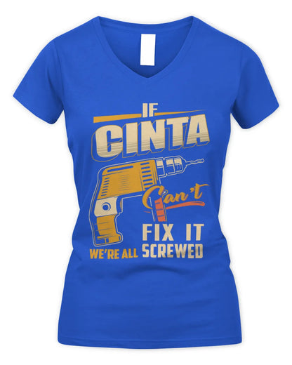 CINTA TP22-K4-228 - Personalized Handyman T-Shirt “If AARON Can’t Fix It, We’re All Screwed” - Women's V-Neck T-Shirt - Royal