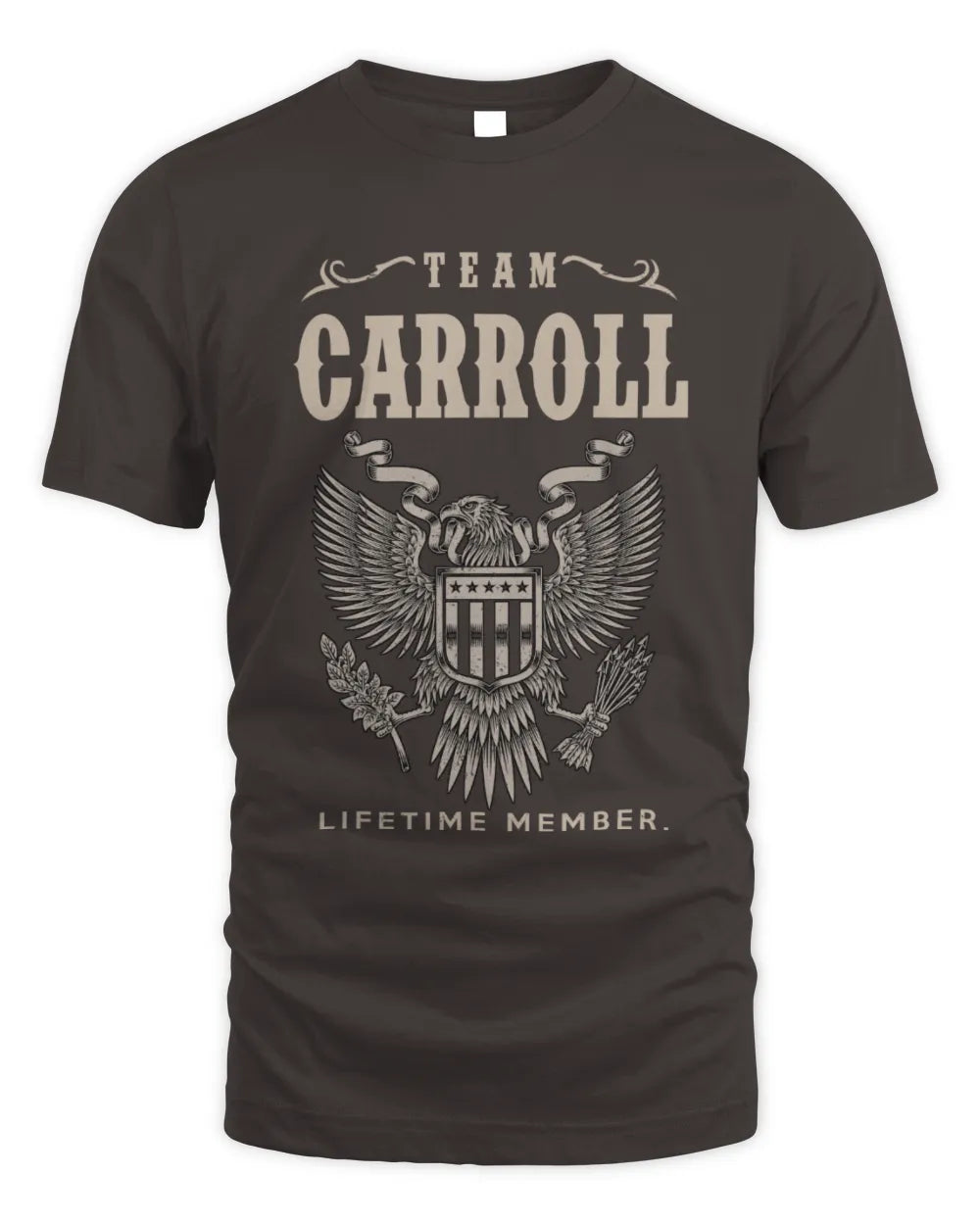 CARROLL TP06-K82 – Personalized Classic Style Apparel “Team NAME Lifetime Member” - Unisex Standard T-Shirt - Dark Chocolate