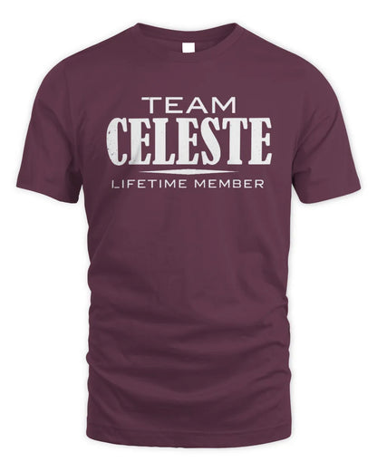 CELESTE BL62-K4-128 - Personalized “Team NAME Lifetime Member” - Unisex Standard T-Shirt - Maroon
