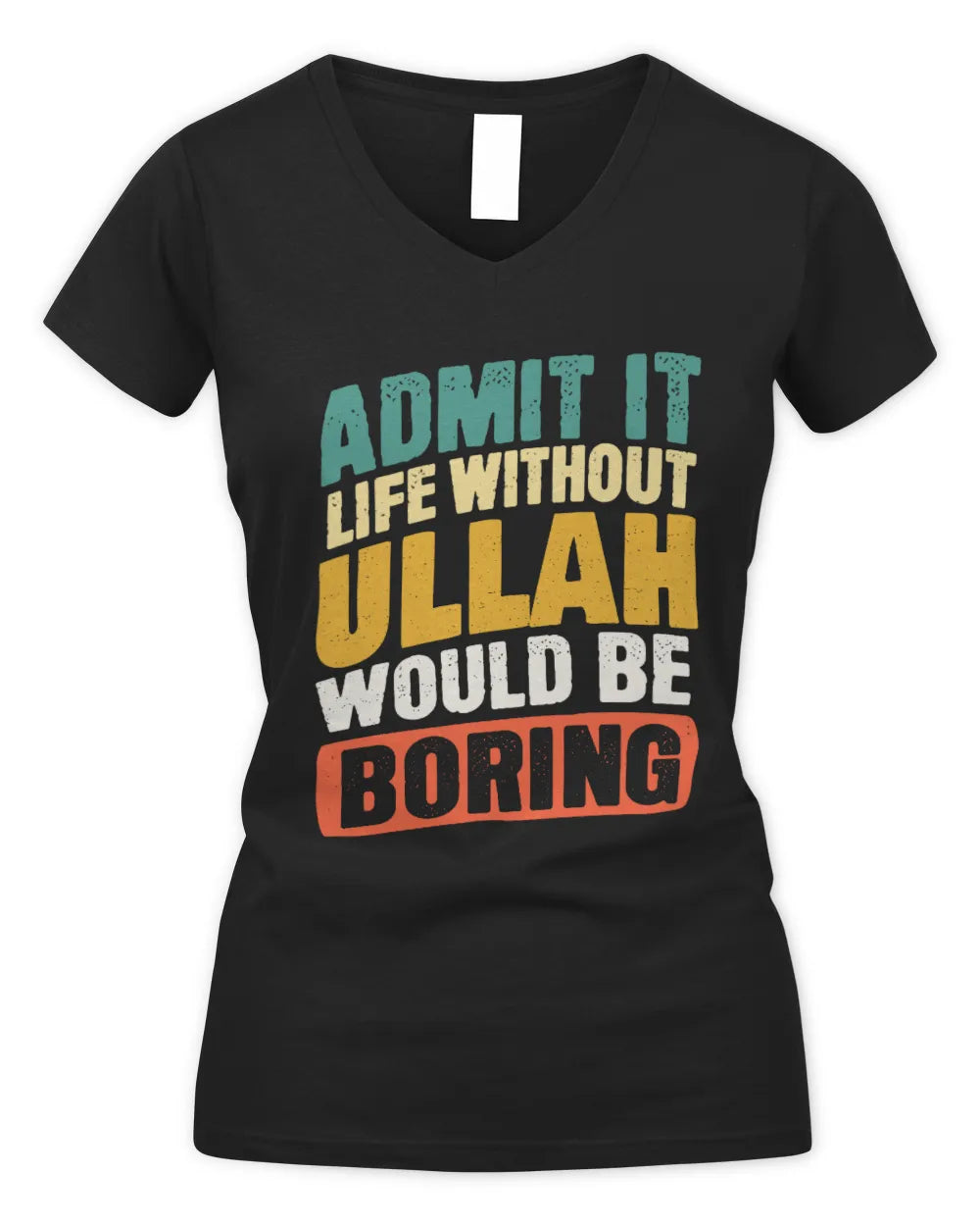 ULLAH TP88-K4-229
Personalized Funny Quote Apparel “Life Without NAME Would Be Boring” - Women's V-Neck T-Shirt - Black