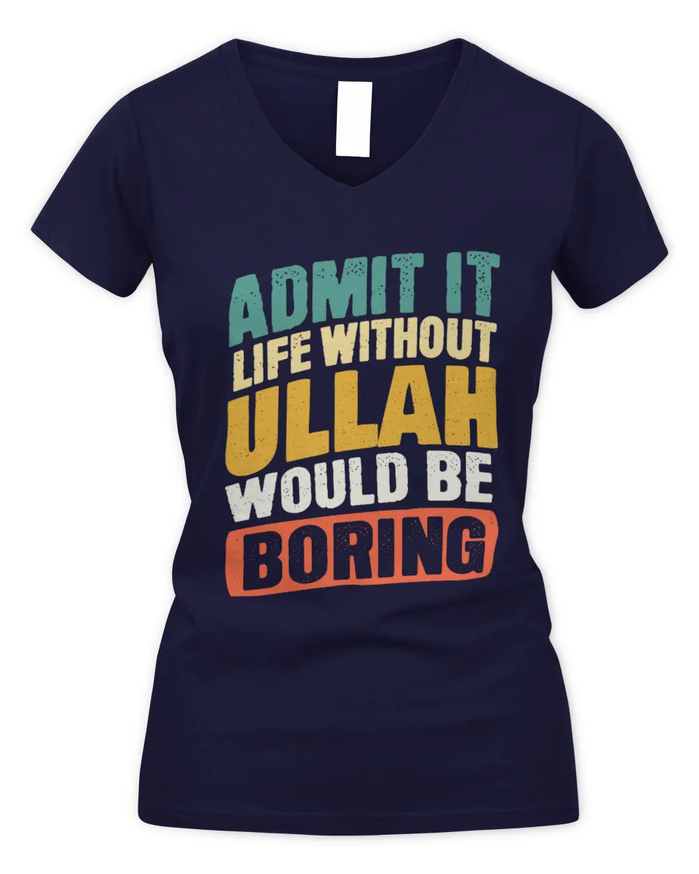 ULLAH TP88-K4-229
Personalized Funny Quote Apparel “Life Without NAME Would Be Boring” - Women's V-Neck T-Shirt - Navy