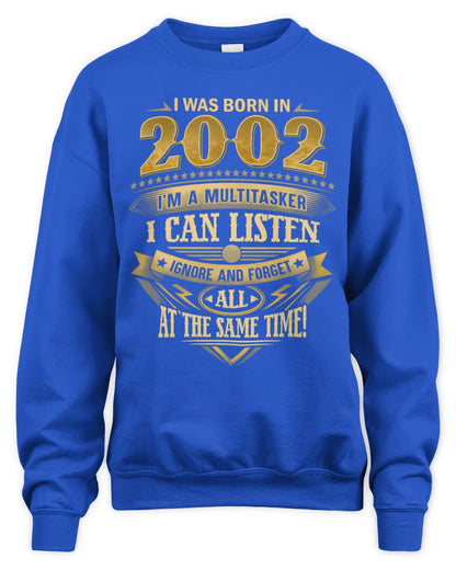 2002 HH89-K2 – Funny Birth Year Multitasker Quote T-Shirt - Unisex Sweatshirt - Royal