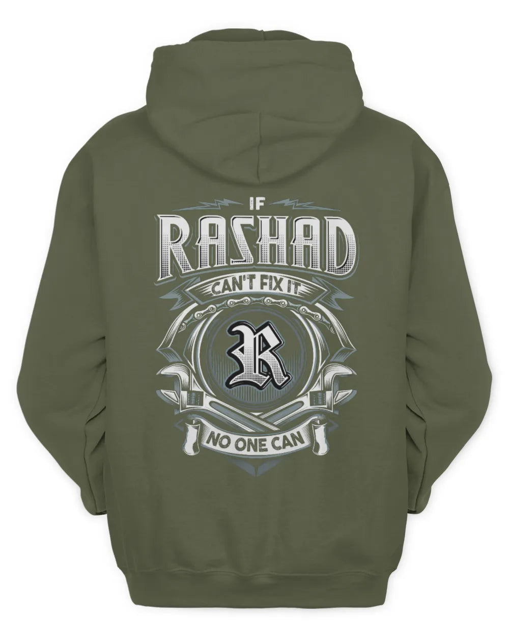 RASHAD AP81-K4-626 - Personalized Ahmed Quote Apparel “If Ahmed Can't Fix It, No One Can” - Unisex Hoodie - Military Green