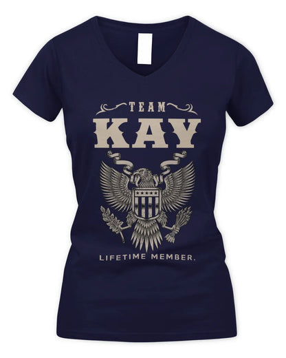KAY TP06-K82 – Personalized Classic Style Apparel “Team NAME Lifetime Member” - Women's V-Neck T-Shirt - Navy