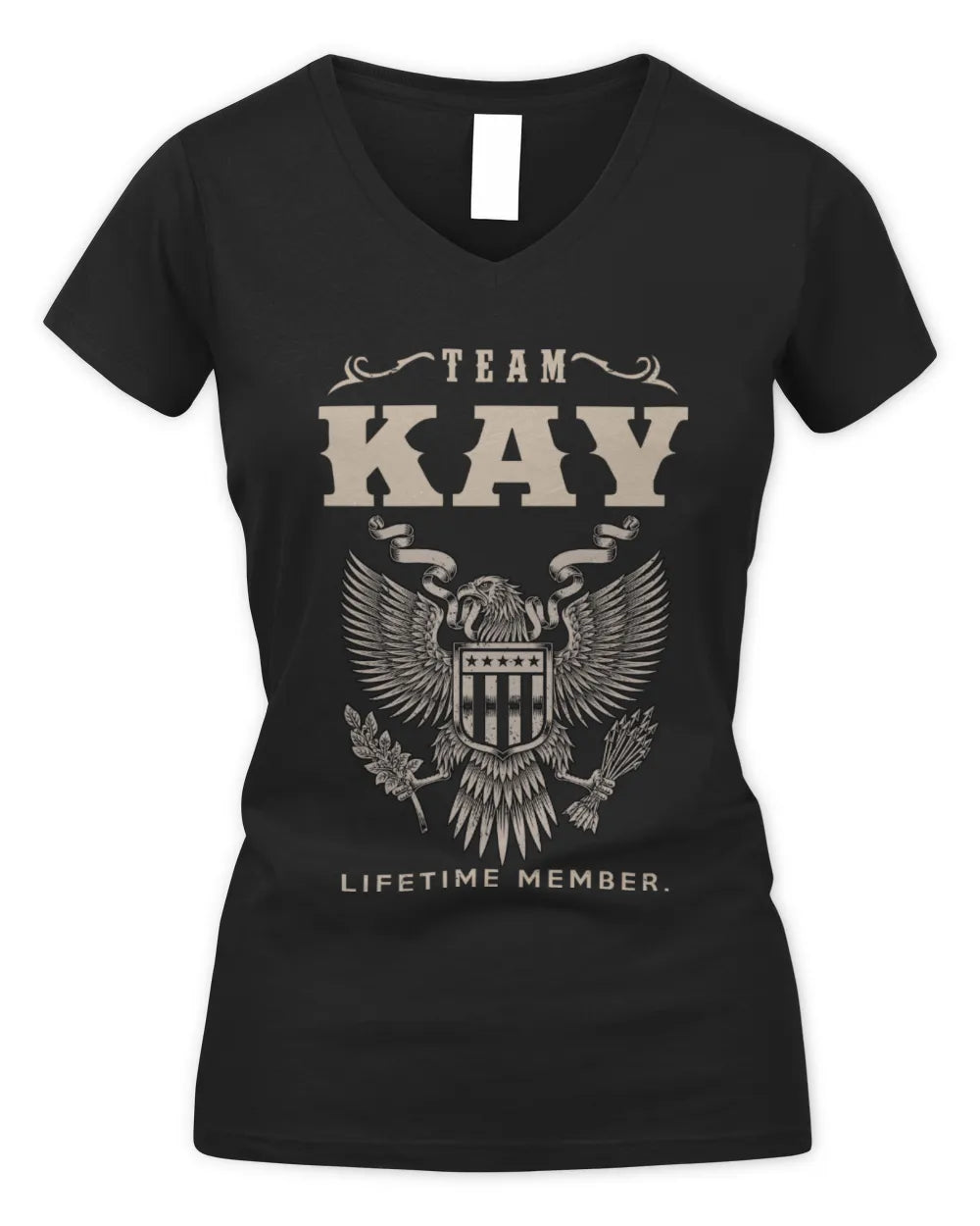 KAY TP06-K82 – Personalized Classic Style Apparel “Team NAME Lifetime Member” - Women's V-Neck T-Shirt - Black