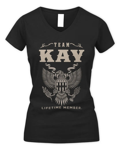 KAY TP06-K82 – Personalized Classic Style Apparel “Team NAME Lifetime Member” - Women's V-Neck T-Shirt - Black