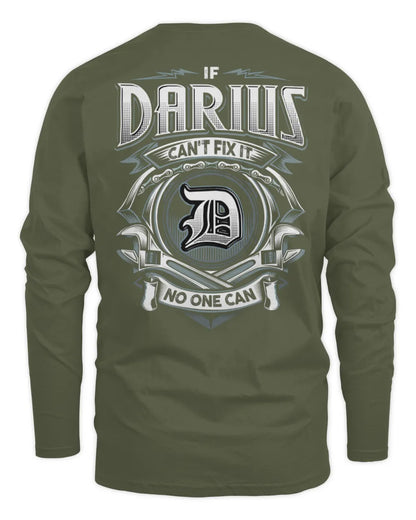 DARIUS AP81-K4-626 - Personalized Ahmed Quote Apparel “If Ahmed Can't Fix It, No One Can” - Men's Long Sleeved T-Shirt - Military Green