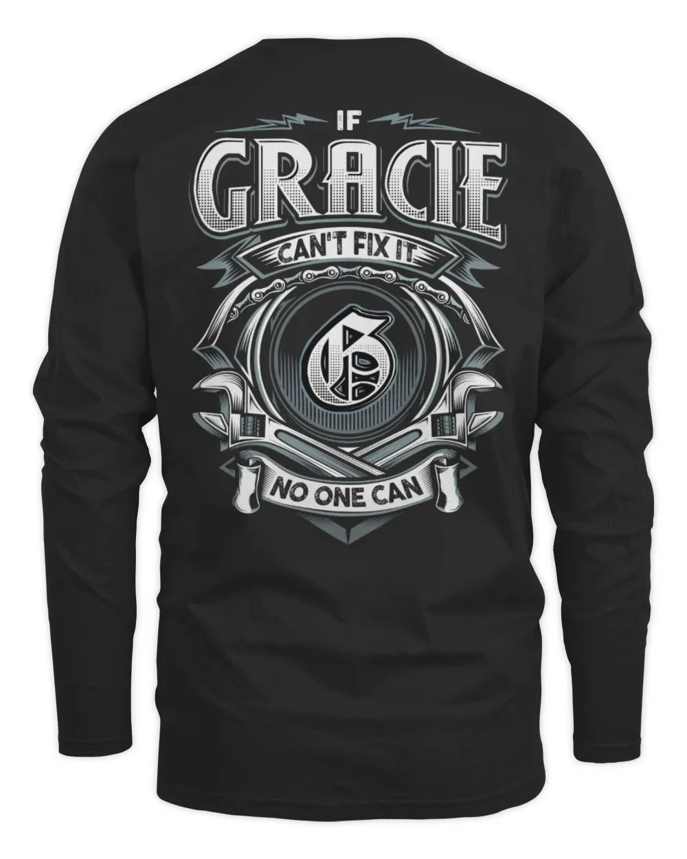 GRACIE AP81-K4-626 - Personalized Ahmed Quote Apparel “If Ahmed Can't Fix It, No One Can” - Men's Long Sleeved T-Shirt - Black