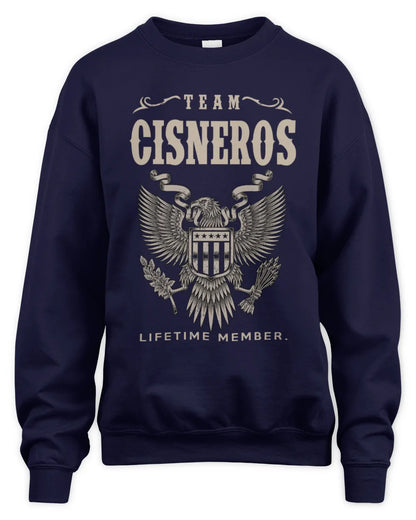CISNEROS TP06-K82 – Personalized Classic Style Apparel “Team NAME Lifetime Member” - Unisex Sweatshirt - Navy