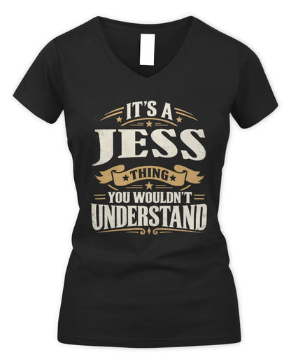 JESS P08 TH51 - Personalized “It’s a/an [NAME] Thing – You Wouldn’t Understand” Shirt - Women's V-Neck T-Shirt - Black