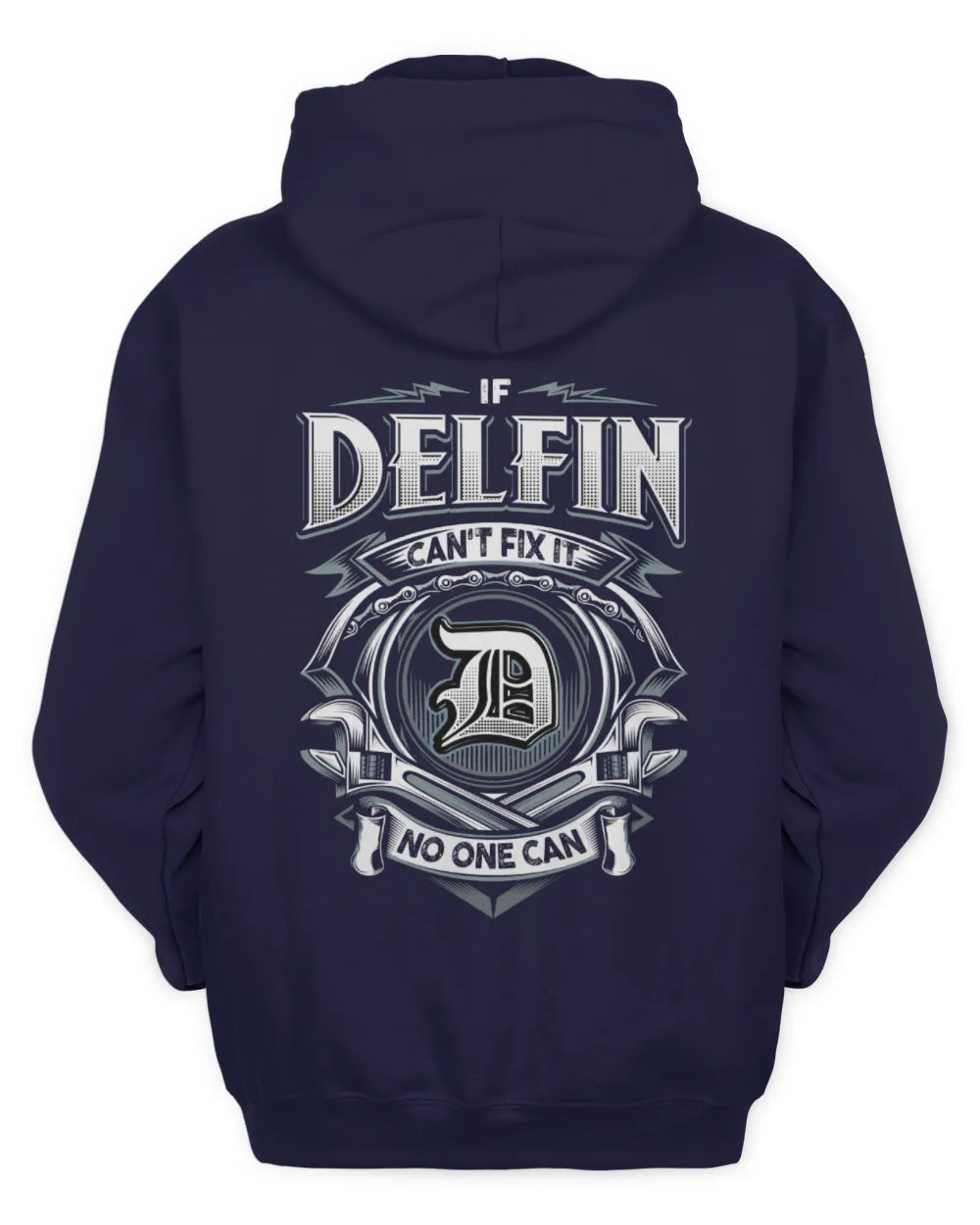 DELFIN AP81-K4-626 - Personalized Ahmed Quote Apparel “If Ahmed Can't Fix It, No One Can” - Unisex Hoodie - Navy