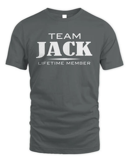 JACK BL62-K4-128 - Personalized “Team NAME Lifetime Member” - Unisex Standard T-Shirt - Charcoal