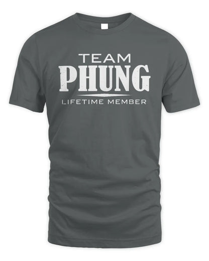 PHUNG BL62-K4-128 - Personalized “Team NAME Lifetime Member” - Unisex Standard T-Shirt - Charcoal