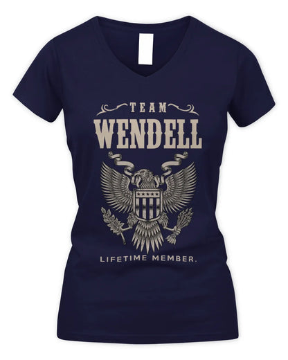 WENDELL TP06-K82 – Personalized Classic Style Apparel “Team NAME Lifetime Member” - Women's V-Neck T-Shirt - Navy