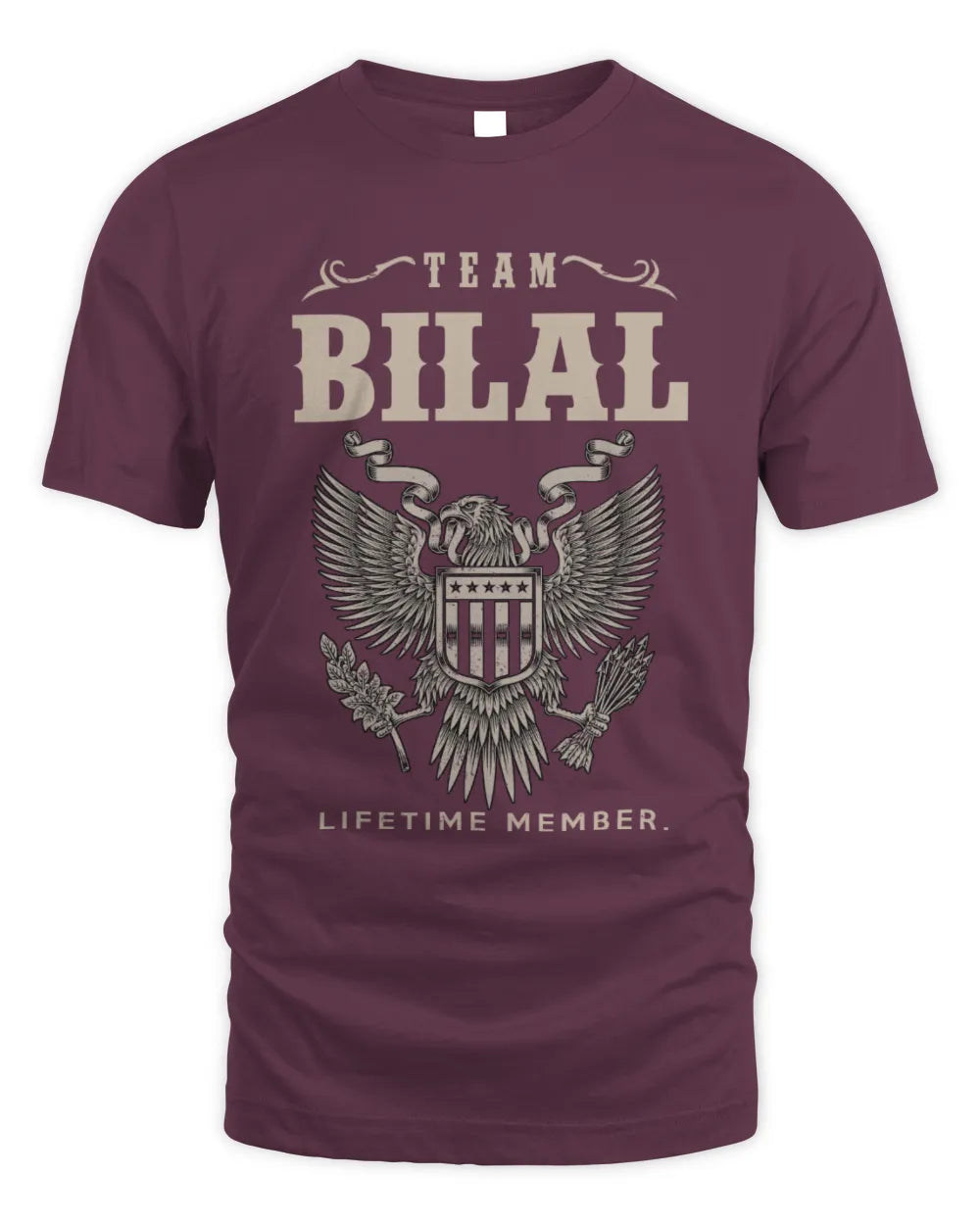 BILAL TP06-K82 – Personalized Classic Style Apparel “Team NAME Lifetime Member” - Unisex Standard T-Shirt - Maroon