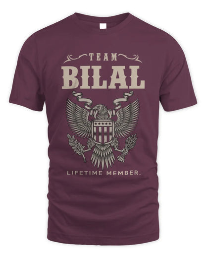 BILAL TP06-K82 – Personalized Classic Style Apparel “Team NAME Lifetime Member” - Unisex Standard T-Shirt - Maroon