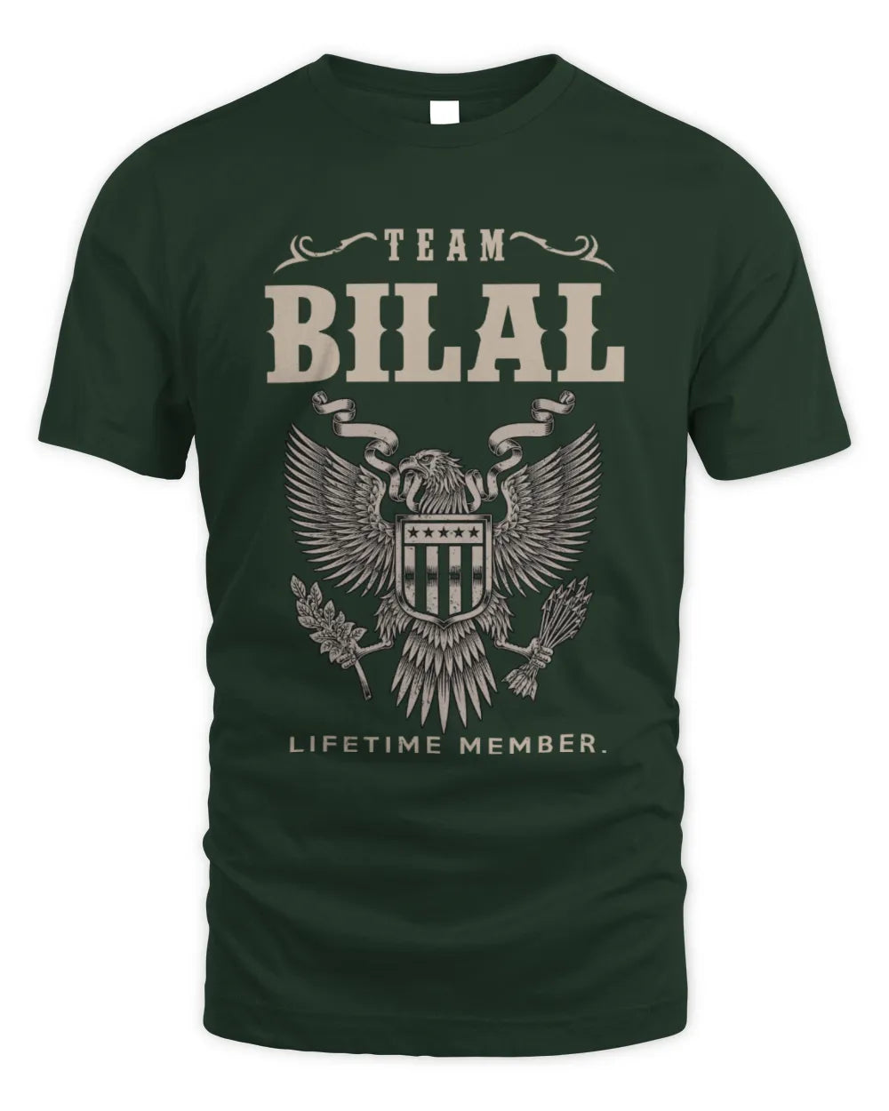 BILAL TP06-K82 – Personalized Classic Style Apparel “Team NAME Lifetime Member” - Unisex Standard T-Shirt - Forest Green
