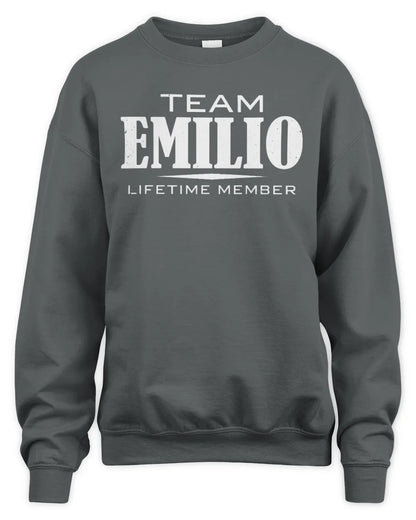 EMILIO BL62-K4-128 - Personalized “Team NAME Lifetime Member” - Unisex Sweatshirt - Charcoal
