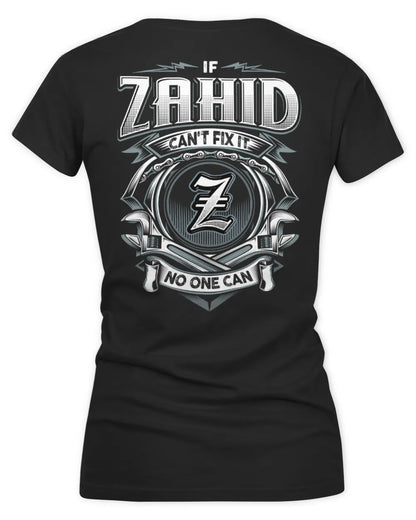 ZAHID AP81-K4-626 - Personalized Ahmed Quote Apparel “If Ahmed Can't Fix It, No One Can” - Women's V-Neck T-Shirt - Black