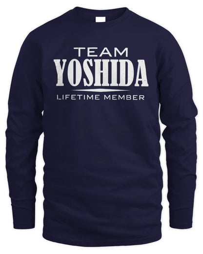YOSHIDA BL62-K4-128 - Personalized “Team NAME Lifetime Member” - Men's Long Sleeved T-Shirt - Navy