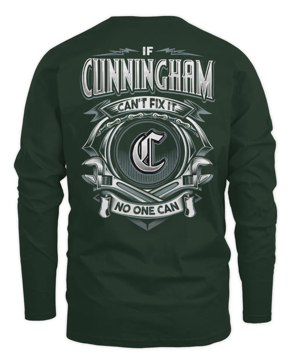 CUNNINGHAM AP81-K4-626 - Personalized Ahmed Quote Apparel “If Ahmed Can't Fix It, No One Can” - Men's Long Sleeved T-Shirt - Forest Green