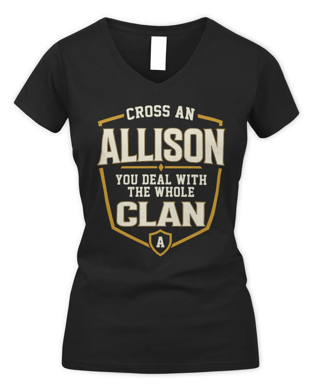 ALLISON NT1-K008 Cross A/An NAME, You Deal With the Whole Clan | Personalized Vintage T-Shirt - Women's V-Neck T-Shirt - Black