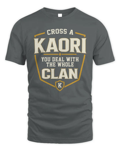 KAORI NT1-K008 Cross A/An NAME, You Deal With the Whole Clan | Personalized Vintage T-Shirt - Unisex Standard T-Shirt - Charcoal