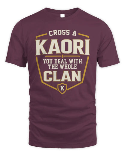 KAORI NT1-K008 Cross A/An NAME, You Deal With the Whole Clan | Personalized Vintage T-Shirt - Unisex Standard T-Shirt - Maroon