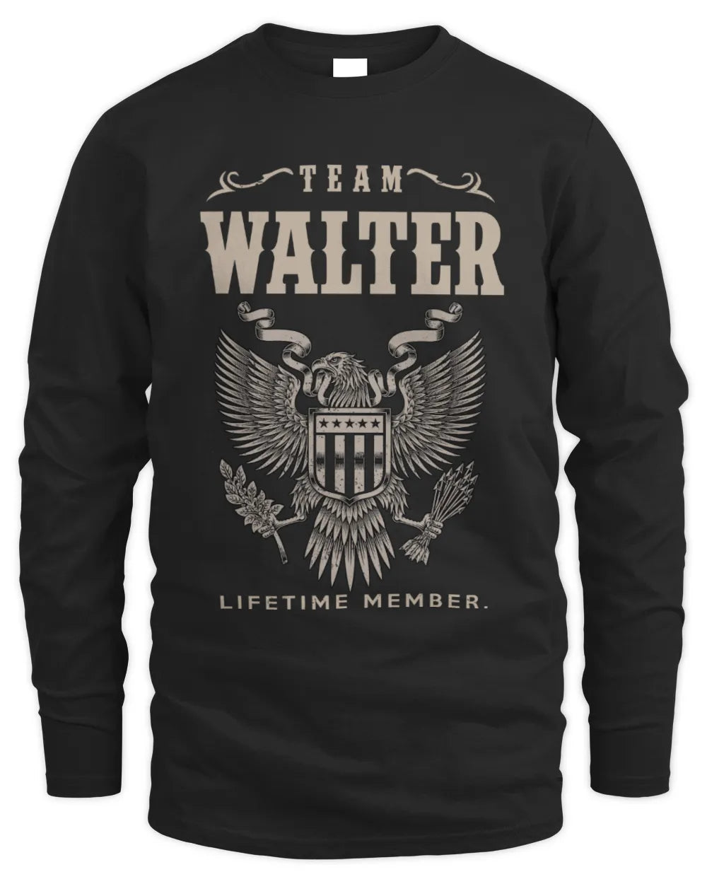 WALTER TP06-K82 – Personalized Classic Style Apparel “Team NAME Lifetime Member” - Men's Long Sleeved T-Shirt - Black