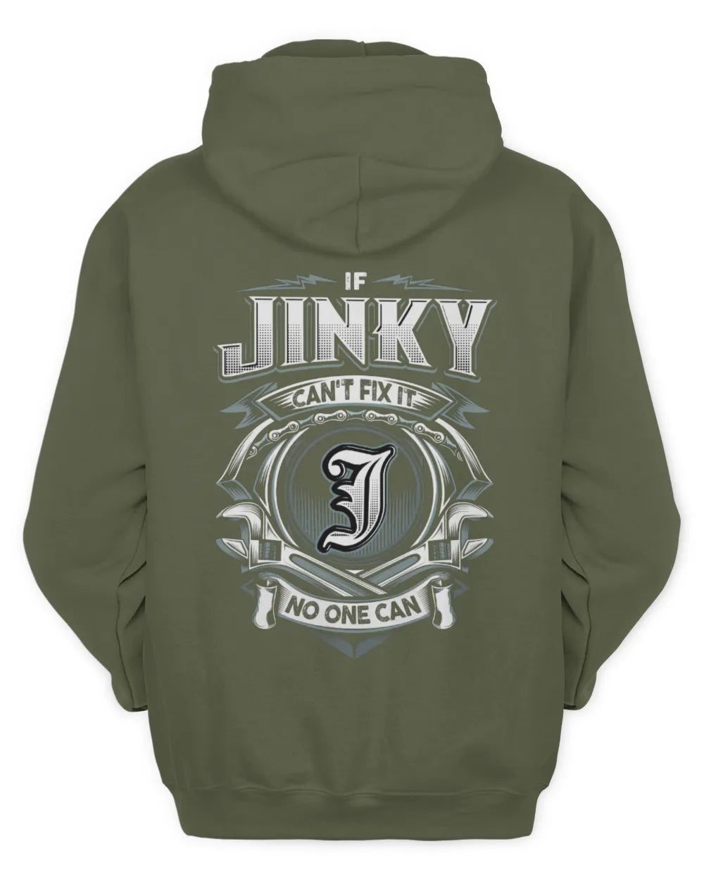 JINKY AP81-K4-626 - Personalized Ahmed Quote Apparel “If Ahmed Can't Fix It, No One Can” - Unisex Hoodie - Military Green