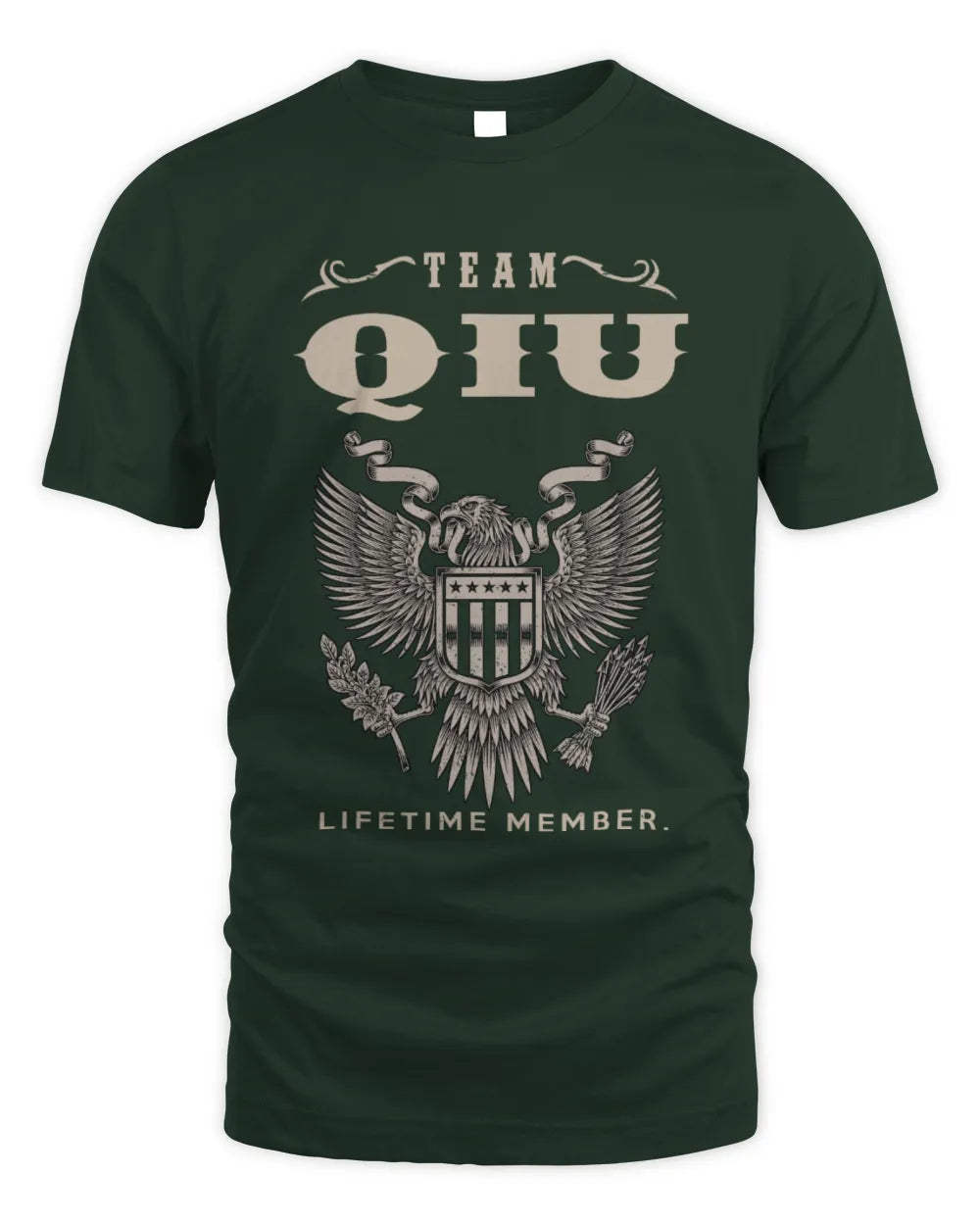 QIU TP06-K82 – Personalized Classic Style Apparel “Team NAME Lifetime Member” - Unisex Standard T-Shirt - Forest Green